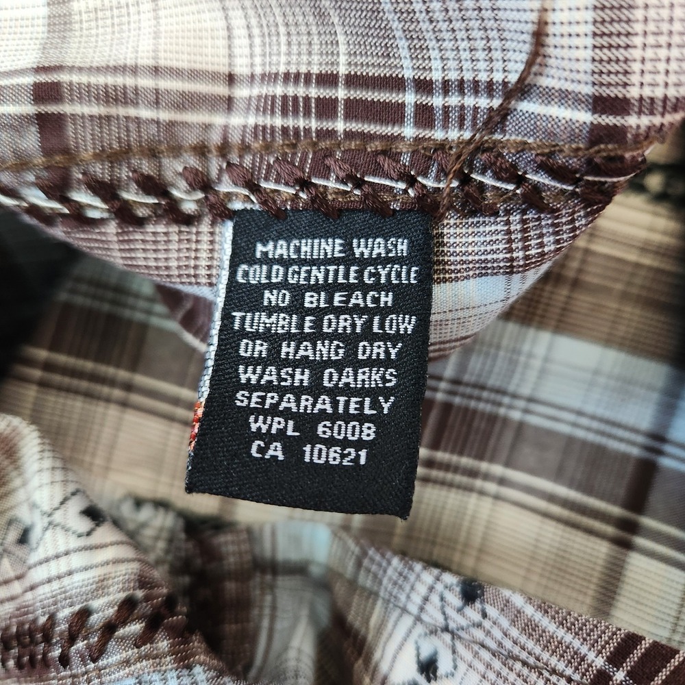 Panhandle Slim Brooks & Dunn Mens Medium Brown Blue Western Button Down Up Shirt - Picture 10 of 11